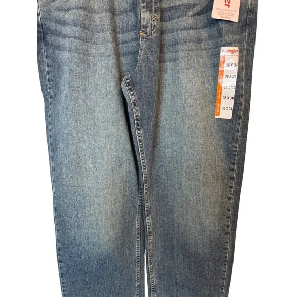 NWT Wrangler 36X34 Mens Relaxed Fit Jeans Blue Denim Classic Style - Picture 5 of 12
